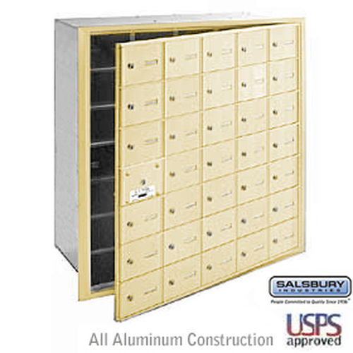 4B+ Horizontal Mailbox - 35 A Doors (34 usable) - Sandstone - Front Loading - USPS Access