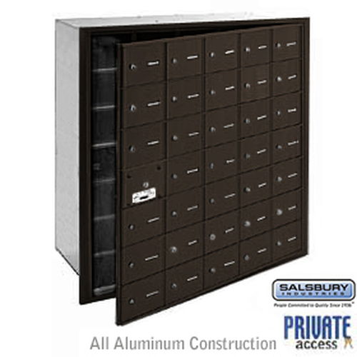 4B+ Horizontal Mailbox (Includes Master Commercial Lock) - 35 A Doors (34 usable) - Bronze - Front Loading - Private Access