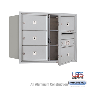 4C Horizontal Mailbox - 6 Door High Unit (23 1/2 Inches) - Double Column - 5 MB2 Doors - Aluminum - Front Loading - USPS Access