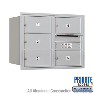 4C Horizontal Mailbox (Includes Master Commercial Lock) - 6 Door High Unit (23 1/2 Inches) - Double Column - 5 MB2 Doors - Alumi