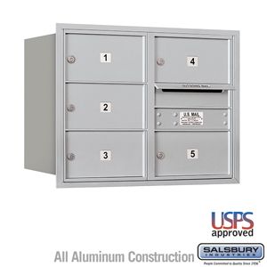 4C Horizontal Mailbox - 6 Door High Unit (23 1/2 Inches) - Double Column - 5 MB2 Doors - Aluminum - Rear Loading - USPS Access