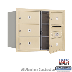 4C Horizontal Mailbox - 6 Door High Unit (23 1/2 Inches) - Double Column - 5 MB2 Doors - Sandstone - Front Loading - USPS Access