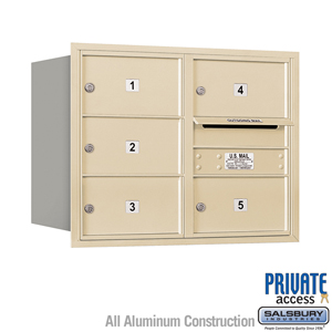 4C Horizontal Mailbox (Includes Master Commercial Lock) - 6 Door High Unit (23 1/2 Inches) - Double Column - 5 MB2 Doors - Sands