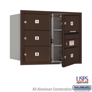 4C Horizontal Mailbox - 6 Door High Unit (23 1/2 Inches) - Double Column - 5 MB2 Doors - Bronze - Front Loading - USPS Access