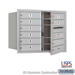 4C Horizontal Mailbox - 6 Door High Unit (23 1/2 Inches) - Double Column - 10 MB1 Doors - Aluminum - Front Loading - USPS Access