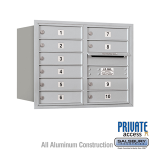 4C Horizontal Mailbox - 6 Door High Unit (23 1/2 Inches) - Double Column - 10 MB1 Doors - Aluminum - Rear Loading - Private Acce