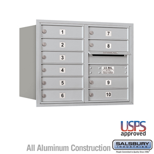 4C Horizontal Mailbox - 6 Door High Unit (23 1/2 Inches) - Double Column - 10 MB1 Doors - Aluminum - Rear Loading - USPS Access