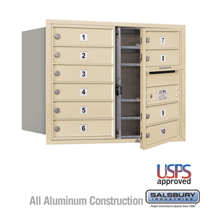 4C Horizontal Mailbox - 6 Door High Unit (23 1/2 Inches) - Double Column - 10 MB1 Doors - Sandstone - Front Loading - USPS Acces