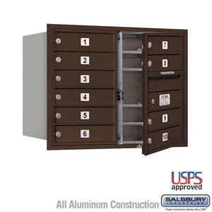 4C Horizontal Mailbox - 6 Door High Unit (23 1/2 Inches) - Double Column - 10 MB1 Doors - Bronze - Front Loading - USPS Access