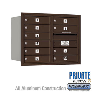 4C Horizontal Mailbox - 6 Door High Unit (23 1/2 Inches) - Double Column - 10 MB1 Doors - Bronze - Rear Loading - Private Access
