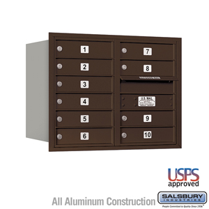 4C Horizontal Mailbox - 6 Door High Unit (23 1/2 Inches) - Double Column - 10 MB1 Doors - Bronze - Rear Loading - USPS Access