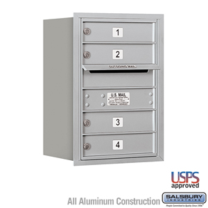 4C Horizontal Mailbox - 6 Door High Unit (23 1/2 Inches) - Single Column - 4 MB1 Doors - Aluminum - Rear Loading - USPS Access