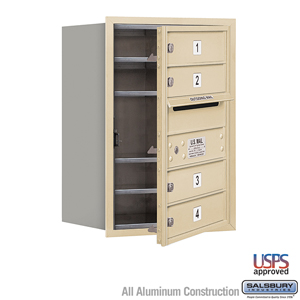 4C Horizontal Mailbox - 6 Door High Unit (23 1/2 Inches) - Single Column - 4 MB1 Doors - Sandstone - Front Loading - USPS Access