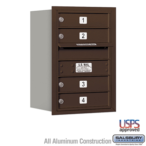 4C Horizontal Mailbox - 6 Door High Unit (23 1/2 Inches) - Single Column - 4 MB1 Doors - Bronze - Rear Loading - USPS Access