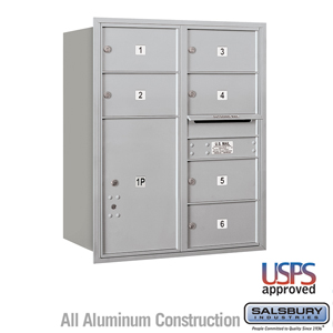 4C Horizontal Mailbox - 10 Door High Unit (37 1/2 Inches) - Double Column - 6 MB2 Doors / 1 PL6 - Aluminum - Rear Loading - USPS
