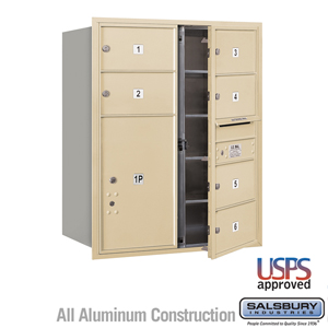 4C Horizontal Mailbox - 10 Door High Unit (37 1/2 Inches) - Double Column - 6 MB2 Doors / 1 PL6 - Sandstone - Front Loading - US