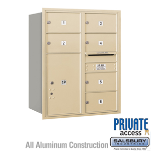 4C Horizontal Mailbox (Includes Master Commercial Lock) - 10 Door High Unit (37 1/2 Inches) - Double Column - 6 MB2 Doors / 1 PL