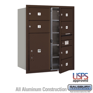 4C Horizontal Mailbox - 10 Door High Unit (37 1/2 Inches) - Double Column - 6 MB2 Doors / 1 PL6 - Bronze - Front Loading - USPS