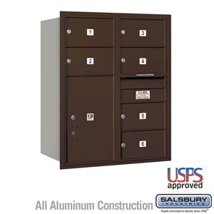 4C Horizontal Mailbox - 10 Door High Unit (37 1/2 Inches) - Double Column - 6 MB2 Doors / 1 PL6 - Bronze - Rear Loading - USPS A