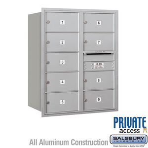 4C Horizontal Mailbox - 10 Door High Unit (37 1/2 Inches) - Double Column - 9 MB2 Doors - Aluminum - Rear Loading - Private Acce