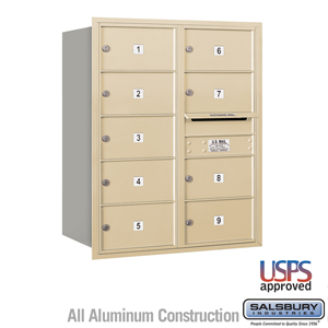 4C Horizontal Mailbox - 10 Door High Unit (37 1/2 Inches) - Double Column - 9 MB2 Doors - Sandstone - Rear Loading - USPS Access
