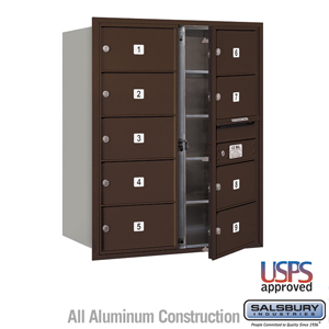 4C Horizontal Mailbox - 10 Door High Unit (37 1/2 Inches) - Double Column - 9 MB2 Doors - Bronze - Front Loading - USPS Access