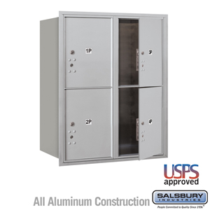 4C Horizontal Mailbox - 10 Door High Unit (37 1/2 Inches) - Double Column - Stand-Alone Parcel Locker - 4 PL5's - Aluminum - Fro