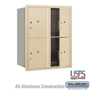 4C Horizontal Mailbox - 10 Door High Unit (37 1/2 Inches) - Double Column - Stand-Alone Parcel Locker - 4 PL5's - Sandstone - Fr