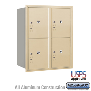 4C Horizontal Mailbox - 10 Door High Unit (37 1/2 Inches) - Double Column - Stand-Alone Parcel Locker - 4 PL5's - Sandstone - Re