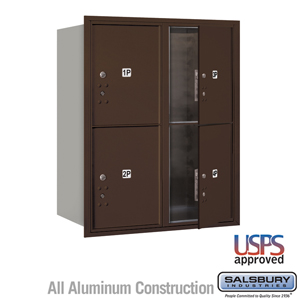 4C Horizontal Mailbox - 10 Door High Unit (37 1/2 Inches) - Double Column - Stand-Alone Parcel Locker - 4 PL5's - Bronze - Front