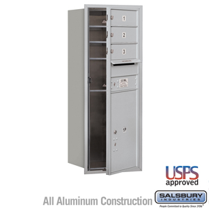 4C Horizontal Mailbox - 10 Door High Unit (37 1/2 Inches) - Single Column - 3 MB1 Doors / 1 PL5 - Aluminum - Front Loading - USP