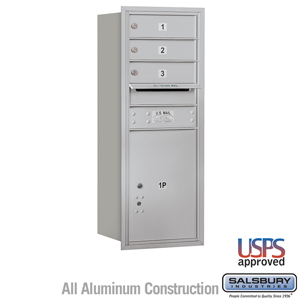 4C Horizontal Mailbox - 10 Door High Unit (37 1/2 Inches) - Single Column - 3 MB1 Doors / 1 PL5 - Aluminum - Rear Loading - USPS