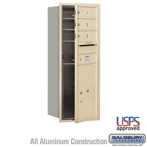 4C Horizontal Mailbox - 10 Door High Unit (37 1/2 Inches) - Single Column - 3 MB1 Doors / 1 PL5 - Sandstone - Front Loading - US