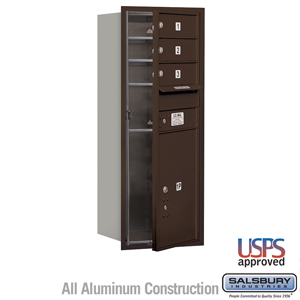 4C Horizontal Mailbox - 10 Door High Unit (37 1/2 Inches) - Single Column - 3 MB1 Doors / 1 PL5 - Bronze - Front Loading - USPS