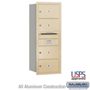 4C Horizontal Mailbox - 10 Door High Unit (37 1/2 Inches) - Single Column - 4 MB2 Doors - Sandstone - Rear Loading - USPS Access
