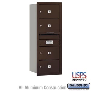 4C Horizontal Mailbox - 10 Door High Unit (37 1/2 Inches) - Single Column - 4 MB2 Doors - Bronze - Rear Loading - USPS Access