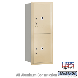 4C Horizontal Mailbox - 10 Door High Unit (37 1/2 Inches) - Single Column - 2 PL5s - Sandstone - Rear Loading - USPS Access