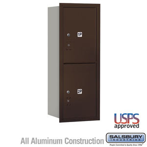 4C Horizontal Mailbox - 10 Door High Unit (37 1/2 Inches) - Single Column - 2 PL5s - Bronze - Rear Loading - USPS Access