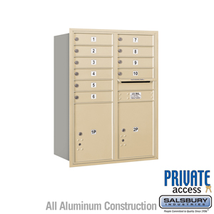 4C Horizontal Mailbox (Includes Master Commercial Locks) - 11 Door High Unit (41 Inches) - Double Column - 10 MB1 Doors / 2 PL5s
