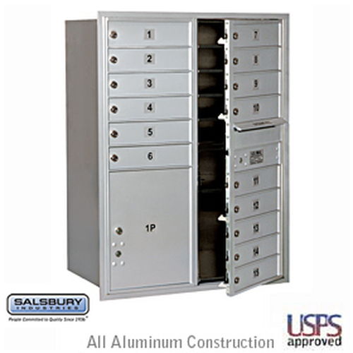 4C Horizontal Mailbox - 11 Door High Unit - Double Column - 15 MB1 Doors / 1 PL5 - Aluminum - Front Loading - USPS Access