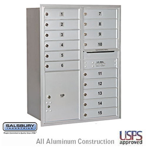 4C Horizontal Mailbox - 11 Door High Unit - Double Column - 15 MB1 Doors / 1 PL5 - Aluminum - Rear Loading - USPS Access