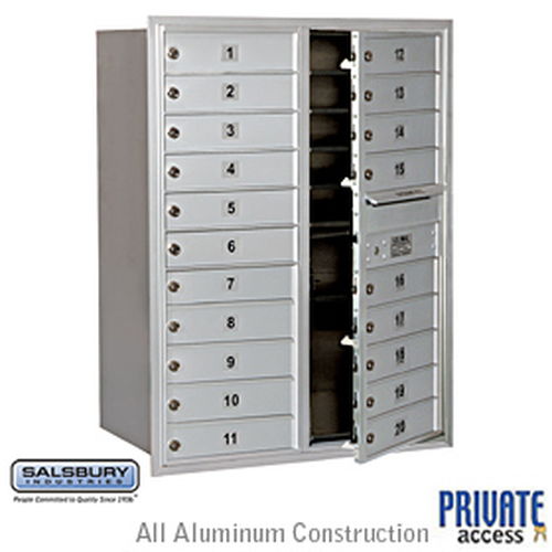4C Horizontal Mailbox - 11 Door High Unit - Double Column - 20 MB1 Doors - Aluminum - Front Loading - Private Access