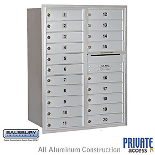 4C Horizontal Mailbox - 11 Door High Unit - Double Column - 20 MB1 Doors - Aluminum - Rear Loading - Private Access