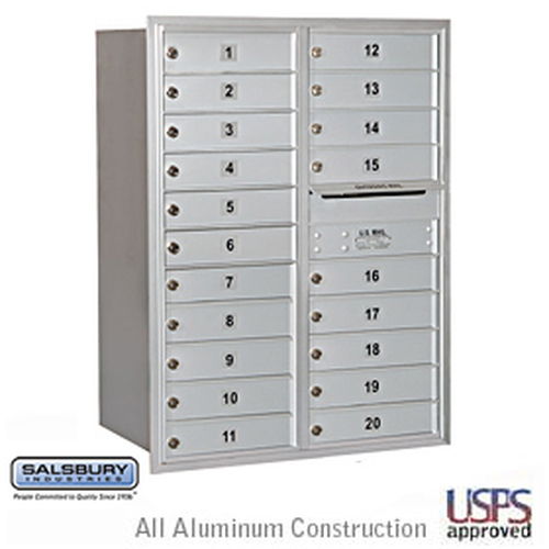 4C Horizontal Mailbox - 11 Door High Unit - Double Column - 20 MB1 Doors - Aluminum - Rear Loading - USPS Access