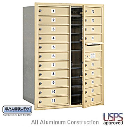 4C Horizontal Mailbox - 11 Door High Unit - Double Column - 20 MB1 Doors - Sandstone - Front Loading - USPS Access