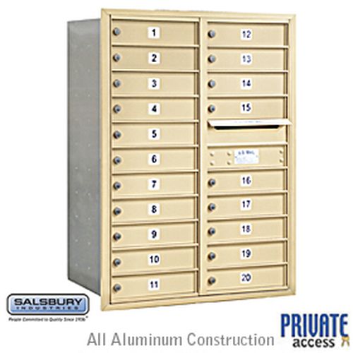 4C Horizontal Mailbox - 11 Door High Unit - Double Column - 20 MB1 Doors - Sandstone - Rear Loading - Private Access