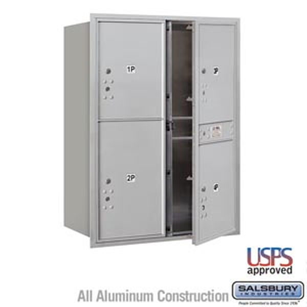 4C Horizontal Mailbox - 11 Door High Unit (41 Inches) - Double Column - Stand-Alone Parcel Locker - 3 PL5's and 1 PL6 - Aluminum