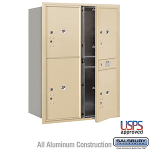4C Horizontal Mailbox - 11 Door High Unit (41 Inches) - Double Column - Stand-Alone Parcel Locker - 3 PL5's and 1 PL6 - Sandston