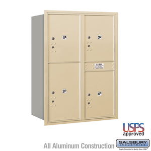 4C Horizontal Mailbox - 11 Door High Unit (41 Inches) - Double Column - Stand-Alone Parcel Locker - 3 PL5's and 1 PL6 - Sandston