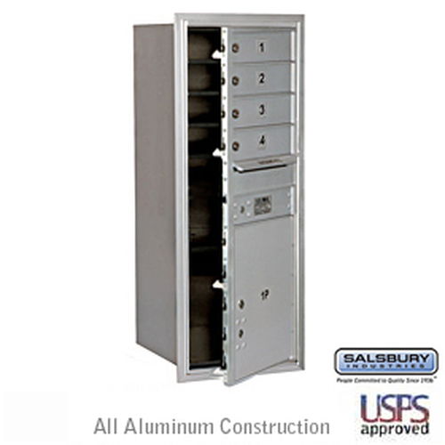 4C Horizontal Mailbox - 11 Door High Unit - Single Column - 4 MB1 Doors / 1 PL5 - Aluminum - Front Loading - USPS Access